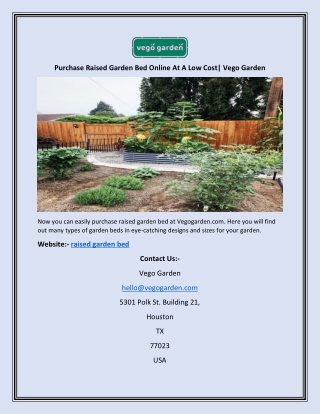 Purchase Raised Garden Bed Online At A Low Cost| Vego Garden