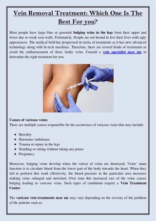 Vein Removal Treatment Which One Is The Best For you