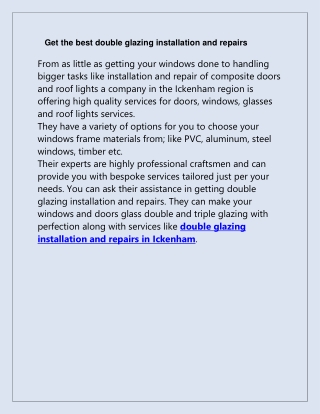 Get Double Glazing Installation and Repairs in Ickenham