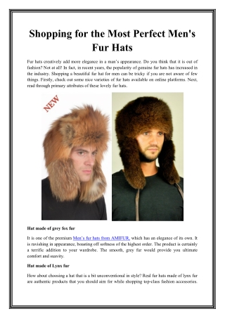 Shopping for the Most Perfect Men's Fur Hats
