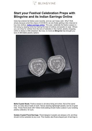 Festival Celebration Preps with Blingvine and its Indian Earrings Online