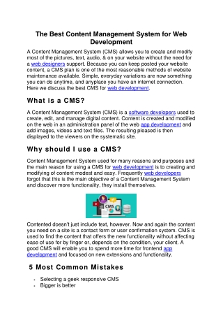 The Best Content Management System for Web Development