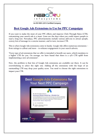 Best Google Ads Extensions to Use for PPC Campaigns