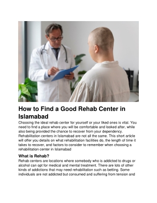 Rehab Center in Islamabad