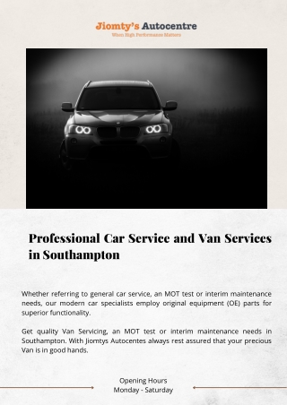 Professional Car and Van Servicing in Southampton