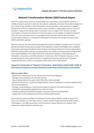 Network Transformation - Global Market Outlook (2020-2028)