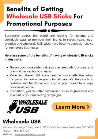 Benefits of Getting  Wholesale USB Sticks  For Promotional Purposes