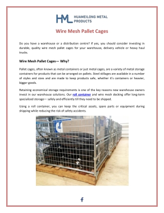 Wire Mesh Pallet Cages