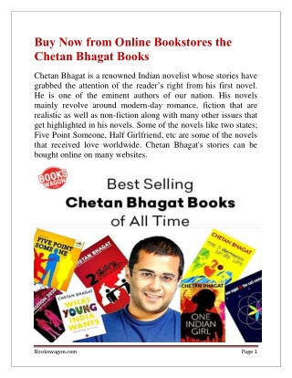 Buy Now from Online Bookstores the Chetan Bhagat Books