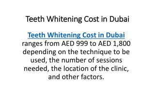 Teeth Whitening Cost in Dubai