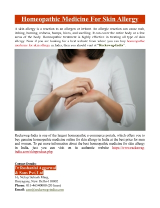 Homeopathic Medicine For Skin Allergy