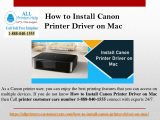 Call 1-888-840-1555 How to Install Canon Printer Driver on Mac