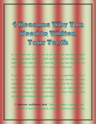 4 Reasons Why You Need to Whiten Your Teeth