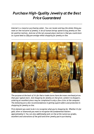 Purchase High-Quality Jewelry at the Best Price Guaranteed