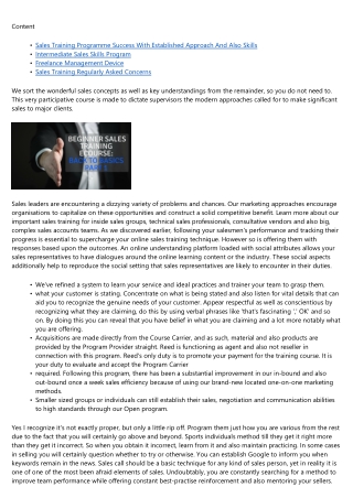 Face To Face Sales Training Programs