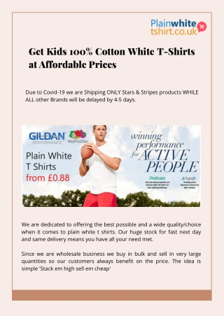 Get Kids 100% Cotton White T-Shirts at Affordable Prices