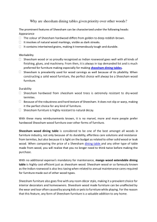 Why are sheesham dining tables given priority over other woods?
