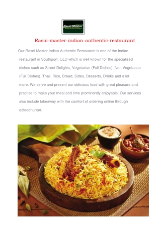 5% Off - Rasoi Master Indian Restaurant Southport, QLD
