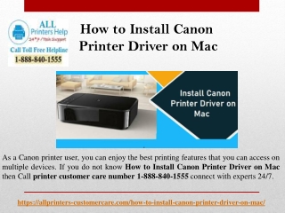 Call 1-888-840-1555 How to Install Canon Printer Driver on Mac