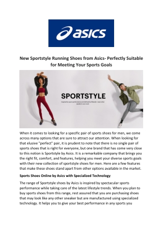 New Sportstyle Running Shoes from Asics
