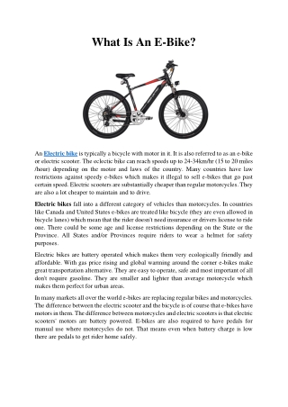 What Is An E-Bike?