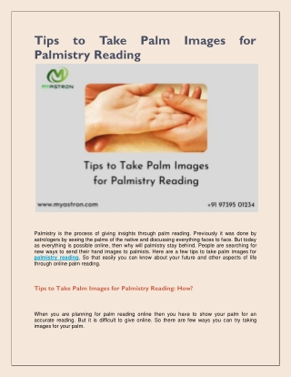 Tips to Take Palm Images for Palmistry Reading