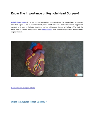 Know The Importance Of Keyhole Heart Surgery