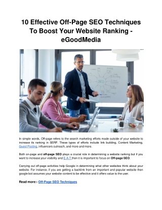 10 Effective Off-Page SEO Techniques To Boost Your Website Ranking - eGoodMedia