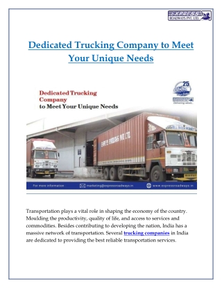 Dedicated trucking company to meet your unique needs