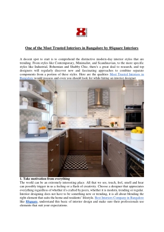 One of the Most Trusted Interiors in Bangalore by 8Square Interiors