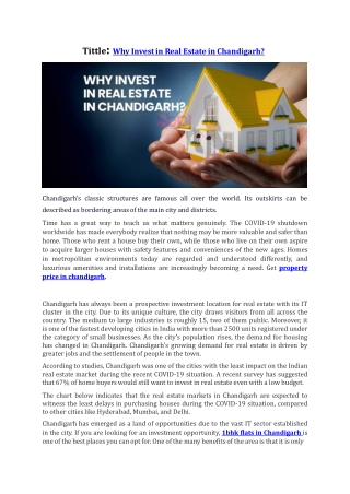 Why Invest in Real Estate in Chandigarh?