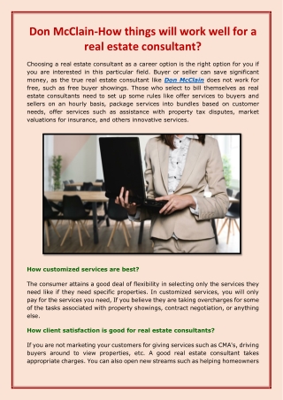 Don McClain-How things will work well for a real estate consultant-converted