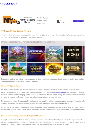 Ny Spin Casino Review