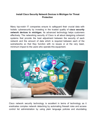 Install Cisco Security Network Devices in Michigan for Threat Protection