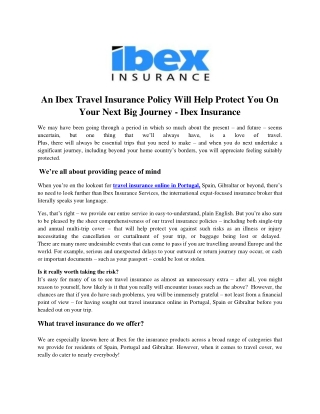 An Ibex Travel Insurance Policy Will Help Protect You On Your Next Big Journey - Ibex Insurance-converted