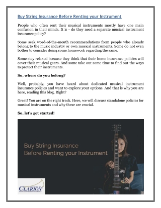 Buy String Insurance Before Renting your Instrument