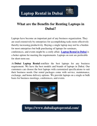 What are the Benefits for Renting Laptops in Dubai?