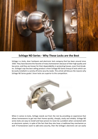 Schlage ND Series - Why These Locks are the Best