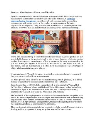 Contract Manufacture- Industtryexperts