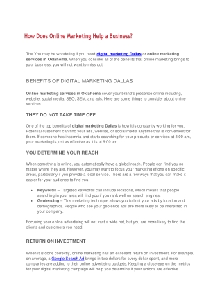 How Does Online Marketing Help a Business