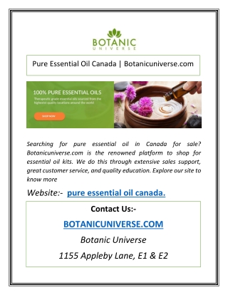 Pure Essential Oil Canada | Botanicuniverse.com