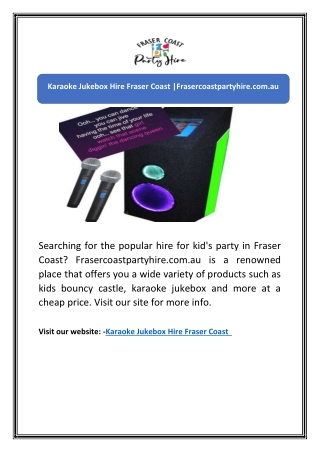 Karaoke Jukebox Hire Fraser Coast |Frasercoastpartyhire.com.au