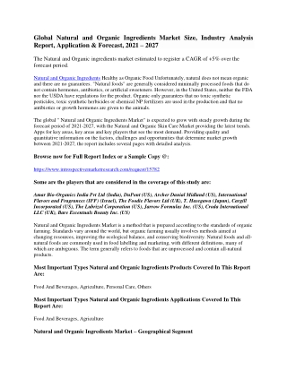 Global Natural and Organic Ingredients Market