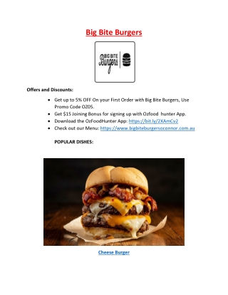 Big Bite Burgers Restaurant OConnor, WA – 5% off