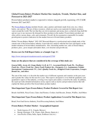 Global Frozen Bakery Product Market