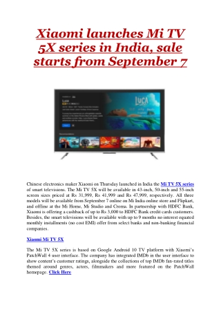 Xiaomi launches Mi TV 5X series in India, sale starts from September 7