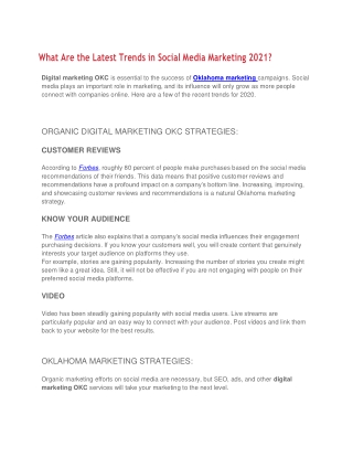 What Are the Latest Trends in Social Media Marketing 2021