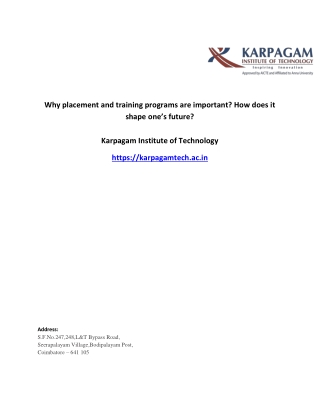 Placement and training programs at KIT