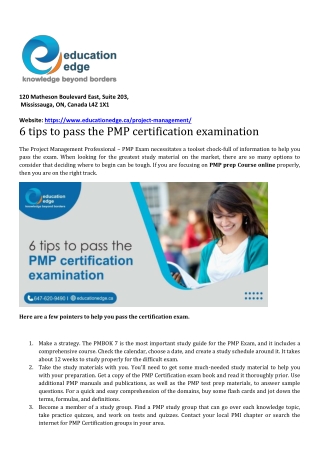 6 tips to pass the PMP certification examination