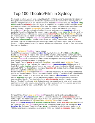 Top 100 TheatreFilm in Sydney
